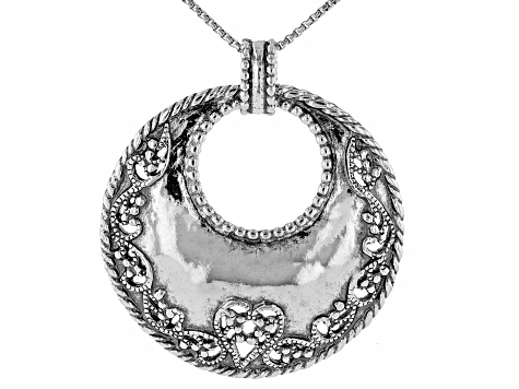 Sterling Silver Ornate Circle Pendant With Chain