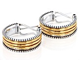 Two Tone Sterling Silver & 14K Yellow Gold Over Sterling Silver Hoop Earring