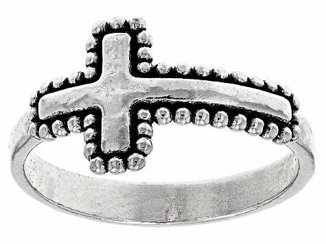 Simple Hammered Cross Ring [Sterling Silver] by Stephen David Leonard