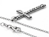 Sterling Silver Textured Cross Pendant With Chain