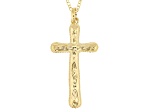 14K Yellow Gold Over Sterling Silver Textured Cross Pendant With 18" Chain