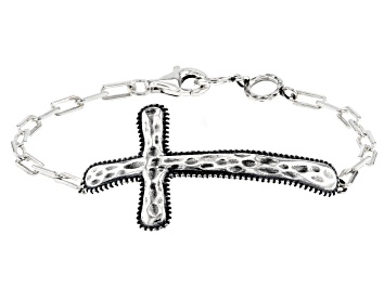 Picture of Sterling Silver Textured  Cross Bracelet
