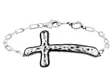 Sterling Silver Textured  Cross Bracelet