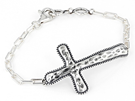 Sterling Silver Cross Bracelet | Wellesley Row