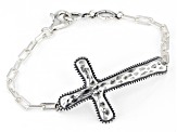 Sterling Silver Textured  Cross Bracelet