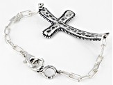 Sterling Silver Textured  Cross Bracelet