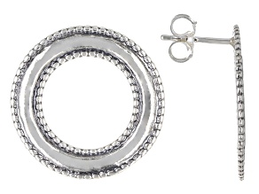 Sterling Silver Open Circle Beaded Earrings