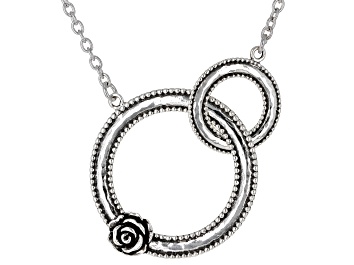 Picture of Sterling Silver Double Circle Rose Necklace