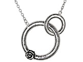 Sterling Silver Double Circle Rose Necklace