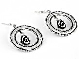 Sterling Silver Open Circle Rose Dangle Earrings