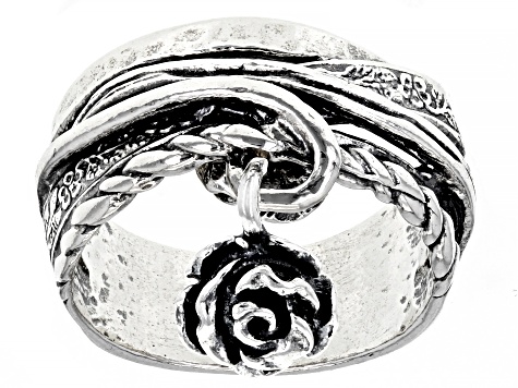Sterling Silver Rose Charm Ring