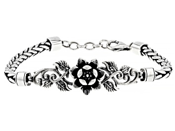 Picture of Sterling Silver Floral Foxtail Chain Bracelet
