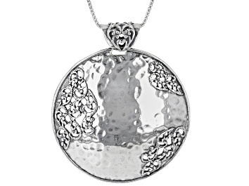 Picture of Sterling Silver Lace Design Circle Pendant With Chain