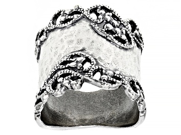 Picture of Sterling Silver Hammered Wide Band Ring