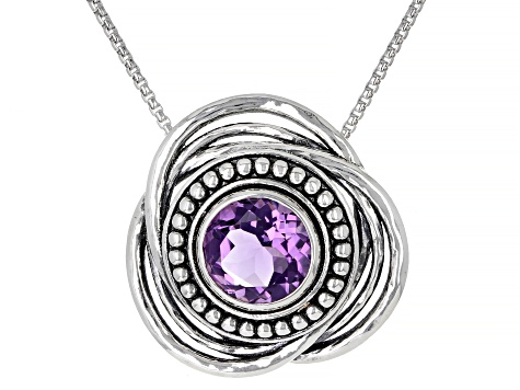 Amethyst Sterling Silver Pendant With Chain 3.30ct