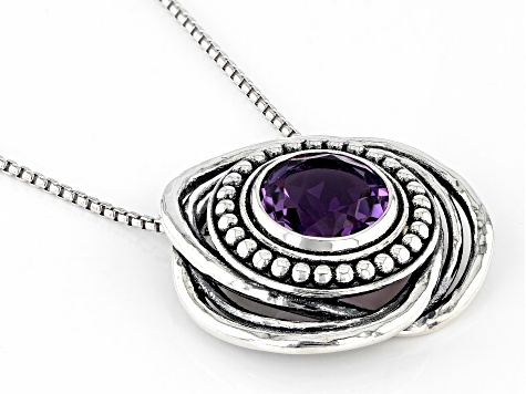 Amethyst Sterling Silver Pendant With Chain 3.30ct