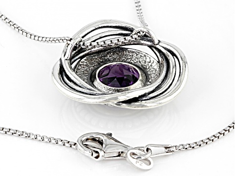 Amethyst Sterling Silver Pendant With Chain 3.30ct