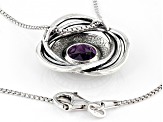 Amethyst Sterling Silver Pendant With Chain 3.30ct