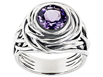 Picture of Amethyst Sterling Silver Textured Ring 1.80ct