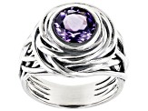 Amethyst Sterling Silver Textured Ring 1.80ct