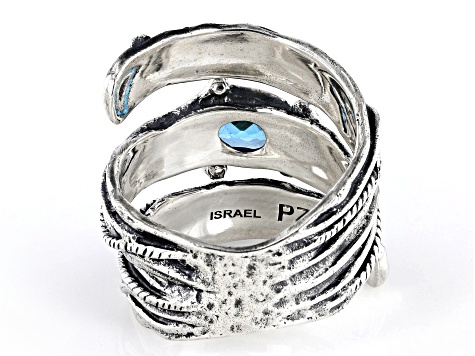 Blue Topaz Sterling Silver Coil Band Ring 0.95ct