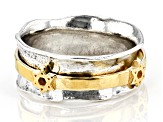 Two Tone Sterling Silver & 14K Yellow Gold Over Sterling Silver Star of David Spinner Ring