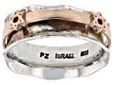 Two Tone Sterling Silver & 14K Rose Gold Over Sterling Silver Star of David Spinner Ring