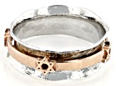 Two Tone Sterling Silver & 14K Rose Gold Over Sterling Silver Star of David Spinner Ring