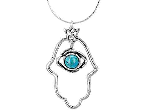 6mm Turquoise Sterling Silver Hamsa Necklace