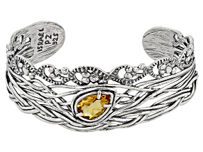 Citrine Sterling Silver Textured Cuff Bracelet 3.0ct