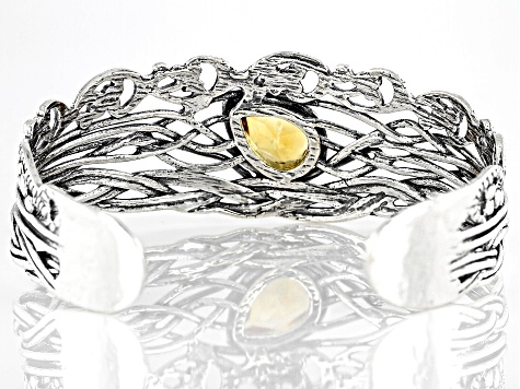 Citrine Sterling Silver Textured Cuff Bracelet 3.00ct