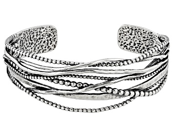 Picture of Sterling Silver Textured Cross Over Cuff Bracelet