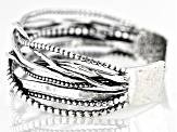 Sterling Silver Textured Cross Over Cuff Bracelet