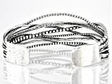 Sterling Silver Textured Cross Over Cuff Bracelet