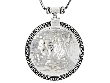Picture of Artisan Collection of Israel™ Sterling Silver Round Hammered Pendant With Popcorn Chain