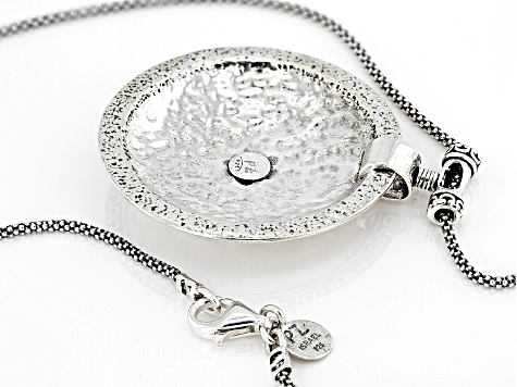 Artisan Collection of Israel™ Sterling Silver Round Hammered Pendant With Popcorn Chain