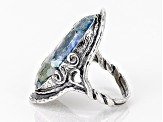 Roman Glass Sterling Silver Elongated Ring 25x14mm