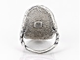 Roman Glass Sterling Silver Elongated Ring 25x14mm
