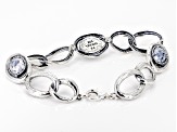 11x10mm Roman Glass Sterling Silver Link Bracelet