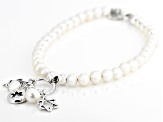 Cultured Freshwater Pearl Sterling Silver Star of David Charm Bracelet