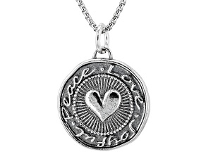Sterling Silver Reversible Cross & Heart Pendant With Chain