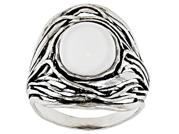 Picture of White Agate Sterling Silver Textured Ring