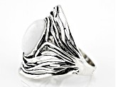 White Agate Sterling Silver Textured Ring