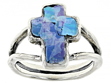 Picture of Roman Glass Sterling Silver Cross Ring