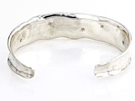 Two Tone Sterling Silver & 14K Yellow Gold Over Sterling Silver Jerusalem Cuff Bracelet