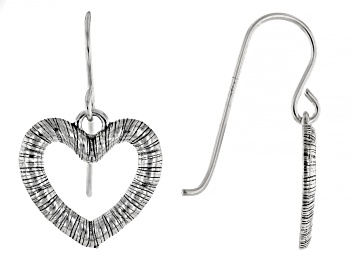 Picture of Sterling Silver Open Heart Textured Earrings
