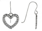 Sterling Silver Open Heart Textured Earrings