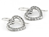 Sterling Silver Open Heart Textured Earrings