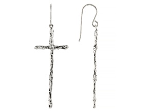 Sterling Silver Elongated Cross Earrings
