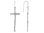 Sterling Silver Elongated Cross Earrings